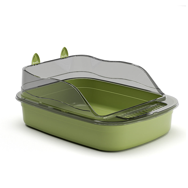 Oversized Semi-Enclosed Cat Litter Box