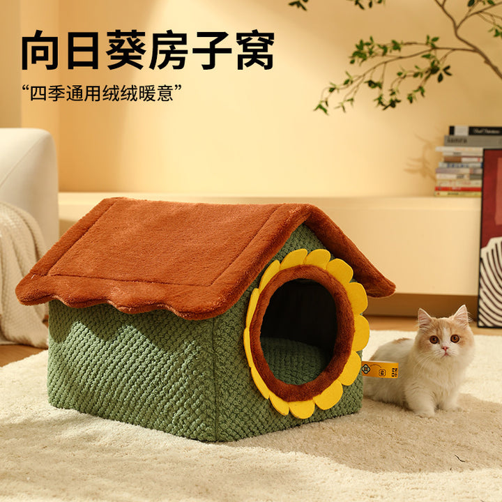 Pet winter warm sunflower house