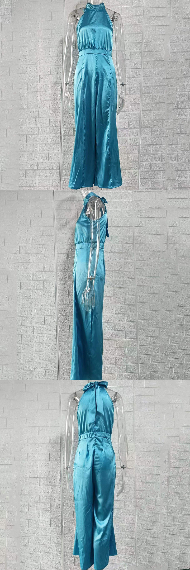 2025 Off-shoulder high waist jumpsuit wide-leg trousers