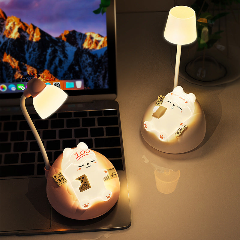 Soft and cute sleeping cat patting night light
