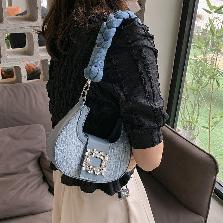 Diamond square buckle crescent niche bag