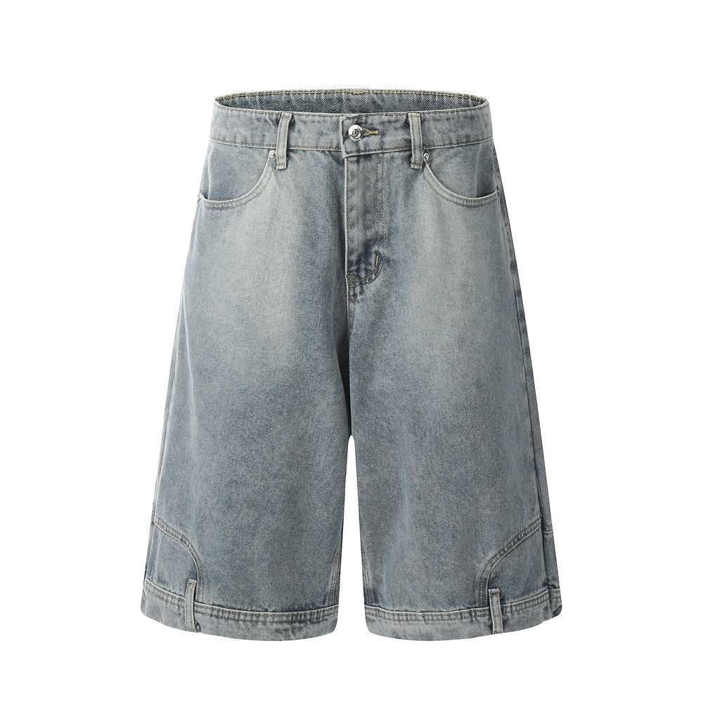 High street trend niche personality washed straight shorts