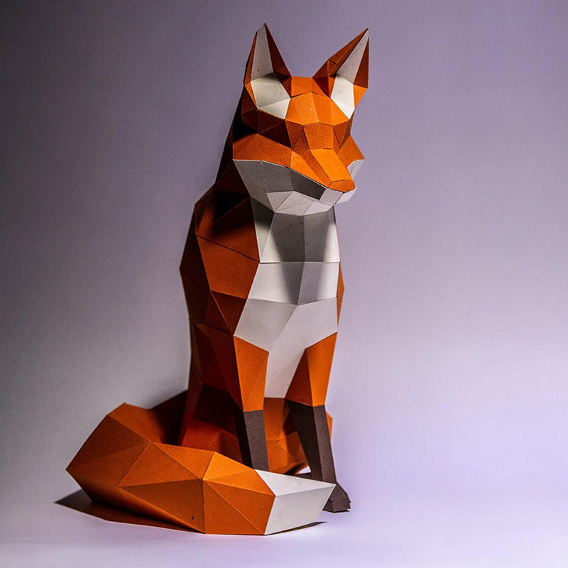 Sitting Fox Paper Model Home Living Room Three-dimensional Decoration