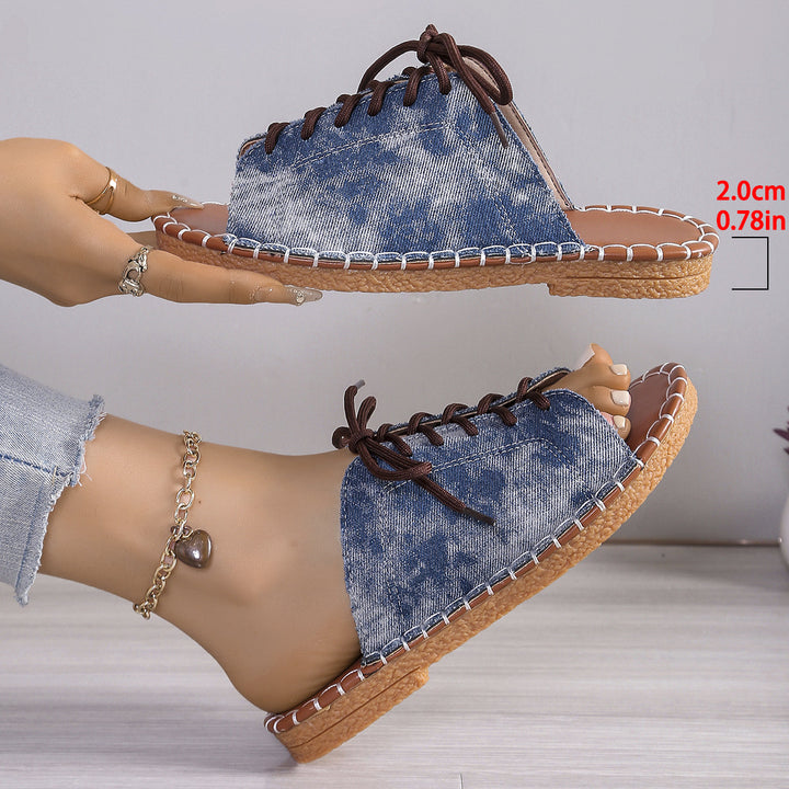 2025 summer new lace-up fish mouth slippers