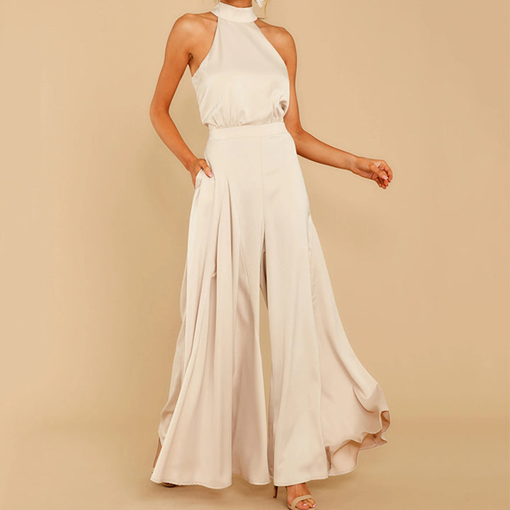 2025 Off-shoulder high waist jumpsuit wide-leg trousers